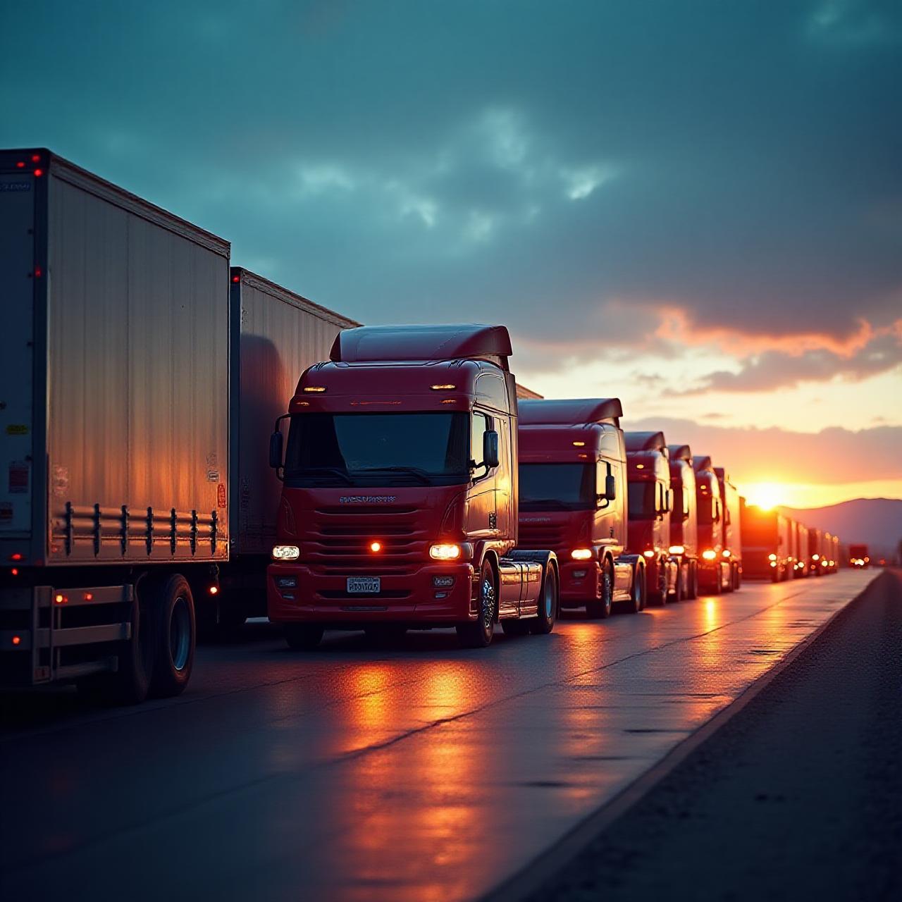 Modern logistics fleet and distribution hub