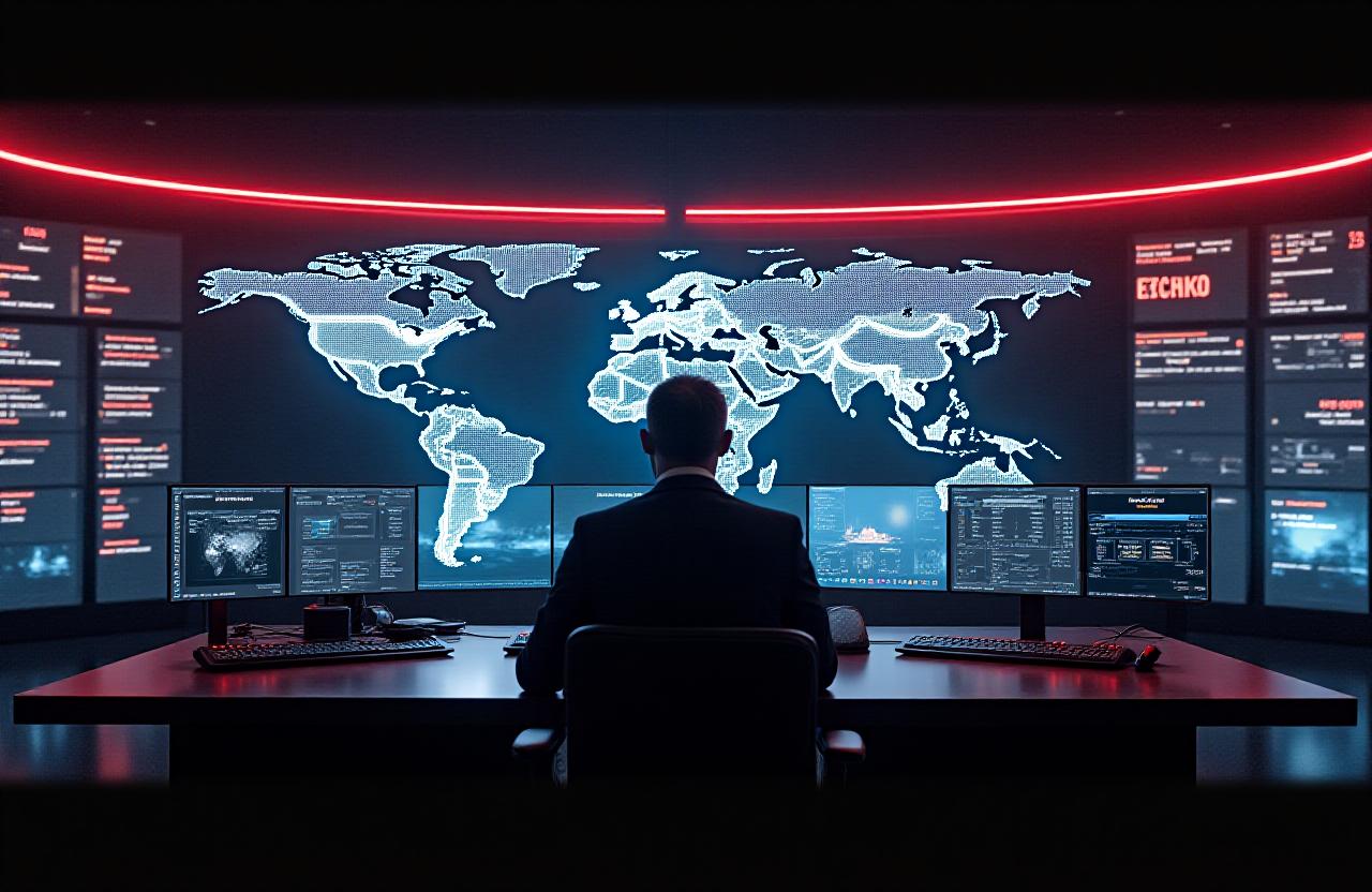 Logistics command center with digital displays